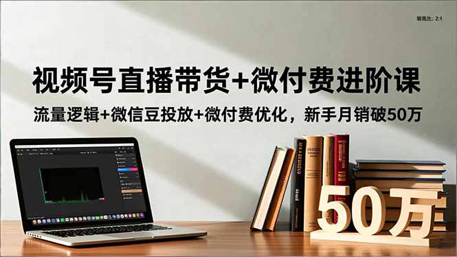 視頻號直播帶貨+微付費進階課：流量邏輯+微信豆投放+微付費優化，新手月銷破50萬