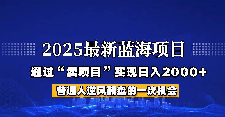 2025年藍海項目,如何通過“網創項目”日入2000+