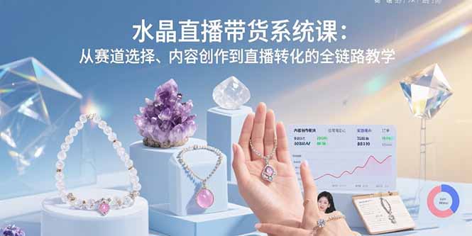 水晶直播帶貨系統課：從賽道選擇、內容創作到直播轉化的全鏈路教學