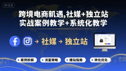 跨境電商新機遇,社媒+獨立站,實戰案例教學+系統化教學