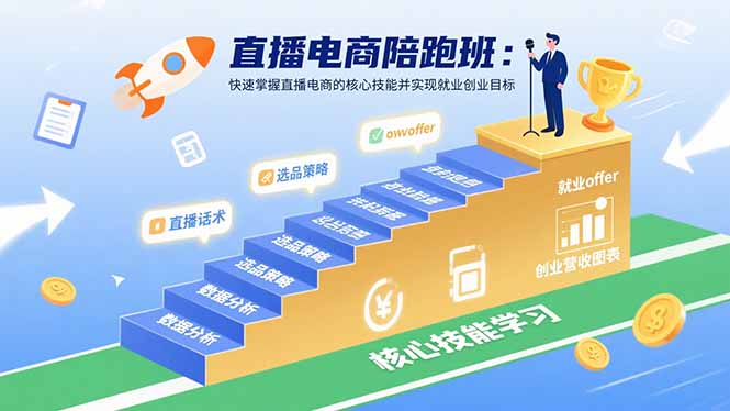 直播電商陪跑班:快速掌握直播電商的核心技能并實現就業/創業目標