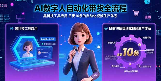 AI數字人自動化帶貨全流程：黑科技工具應用 日更10條的自動化視頻生產體系