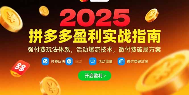 拼多多盈利實戰指南,強付費玩法,活動爆流技術,微付費破局方案(更新7月