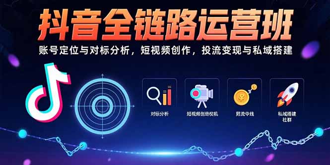 抖音全鏈路運營班:賬號定位與對標分析,短視頻創作,投流變現與私域搭建