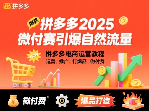 拼多多2025微付賽引爆自然流量，拼多多電商運營教程，運營、推廣、打爆品、微付費
