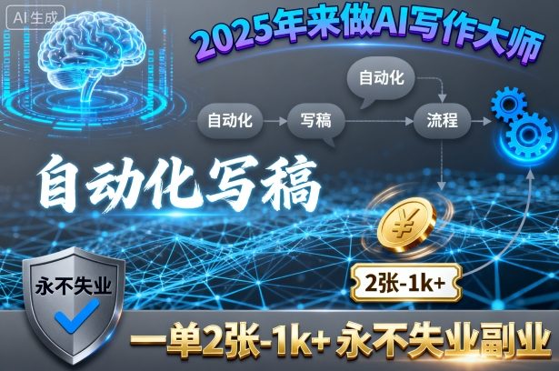 2025年來做AI寫作大師,自動(dòng)化寫稿,一單2張-1k+,永不失業(yè)副業(yè)