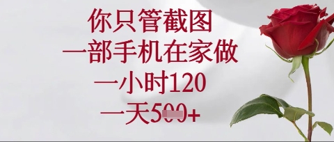 你只管截圖，一部手機在家操作，一小時120.一天5張【揭秘】