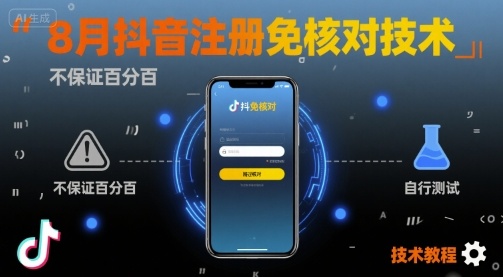 8月抖音注冊免核對技術，不保證百分百，自測
