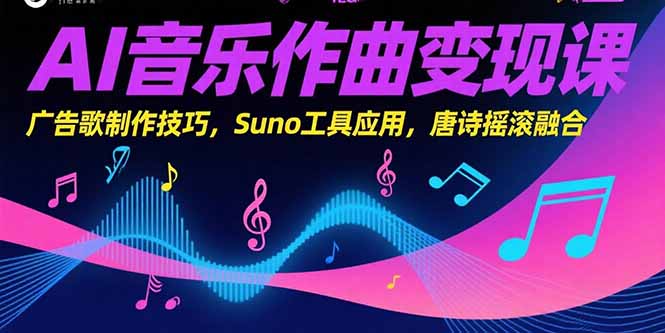 AI音樂(lè)作曲變現(xiàn)課，廣告歌制作技巧，Suno工具應(yīng)用，唐詩(shī)搖滾融合