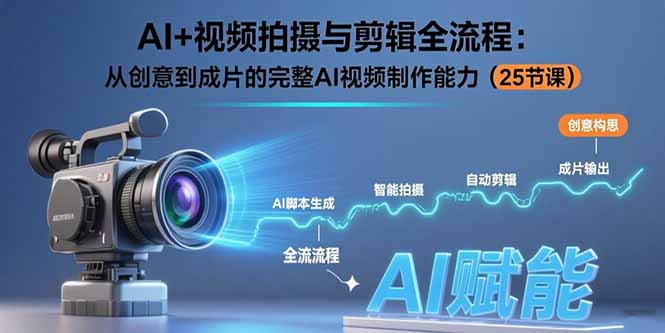 AI+視頻拍攝與剪輯全流程：從創意到成片的完整AI視頻制作能力(25節課
