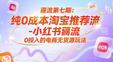 薅流第七期：純0成本淘寶推薦流-小紅書薅流最新版目，0投入的電商無貨源玩法(附贈往期)