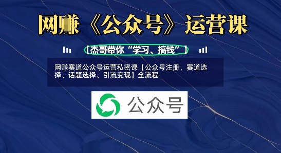 網創賽道公眾號運營私密課【公眾號注冊、賽道選擇、話題選擇、引流變現】全流程