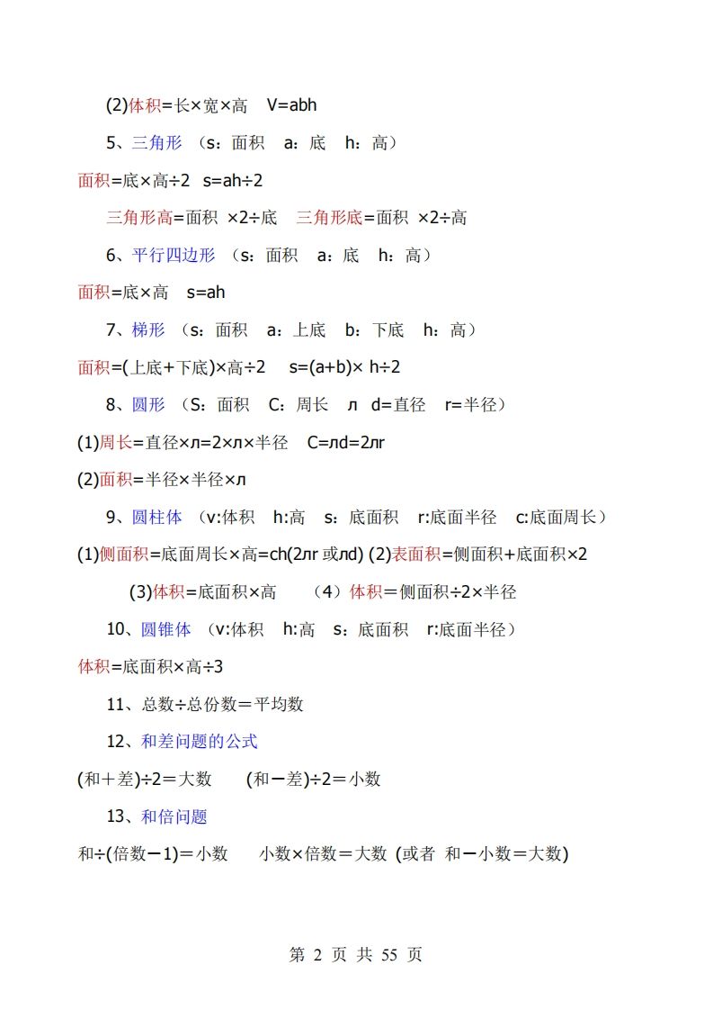 《小學六年級數學知識點歸納》六下數學【北師版】