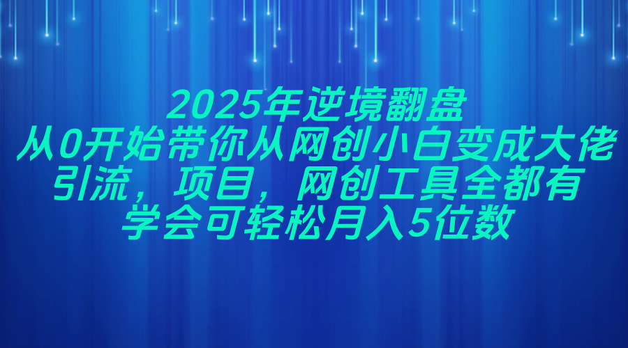 2025年逆境翻盤(pán)，從0開(kāi)始帶你從網(wǎng)創(chuàng)小白變成大佬，引流，項(xiàng)目，網(wǎng)創(chuàng)工...