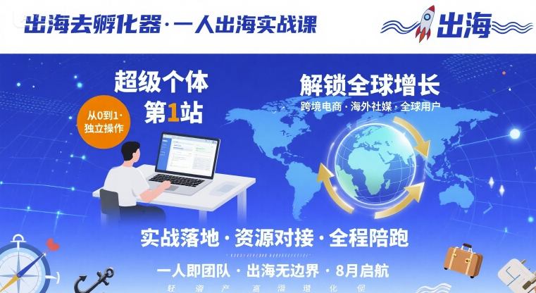 出海去孵化器，一人出海實(shí)戰(zhàn)課，?超級個(gè)體第1站，解鎖全球增長