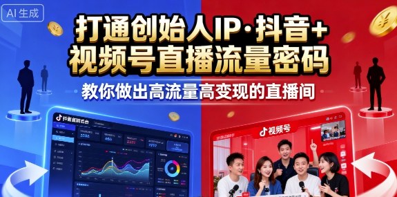 25年直播9-10兩期線下課，打通創始人IP，抖音+視頻號直播流量密碼，教你做出高流量高變現的直播間