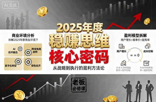 2025年度穩(wěn)賺思維老板創(chuàng)業(yè)營(yíng),拆解2025年新商業(yè)環(huán)境下,企業(yè)實(shí)現(xiàn)持續(xù)盈利的核心密碼