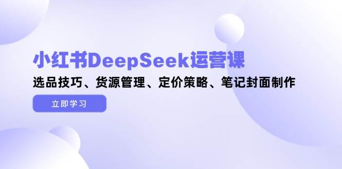 小紅書DeepSeek運營課，選品技巧、貨源管理、定價策略、筆記封面制作