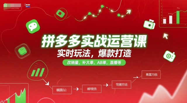 拼多多實戰運營課，實時玩法，爆款打造，改銷量，補大單，AB單，直播等(更新2025月)