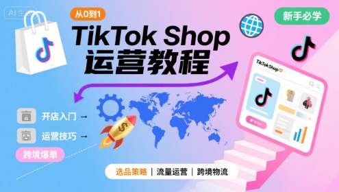 TikTok Shop從0到1運營教程,TikTok跨境電商新手必學課程