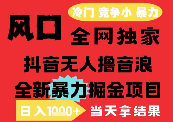 25年6月高爆抖音無人直播最新擼音浪掘金項目，解放雙手小白可做，無腦日入1k+，門檻低【揭秘】