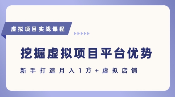 抓住虛擬項目各平臺優勢，新手輕松月入1W+(給出具體建議)