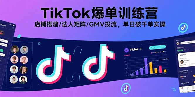 TikTok爆單訓練營，店鋪搭建/達人矩陣/GMV投流，單日破千單實操