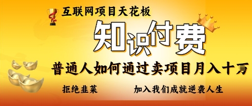 互聯(lián)網(wǎng)項(xiàng)目天花板，知付付費(fèi)項(xiàng)目，普通人如何通過(guò)賣(mài)項(xiàng)目月入十個(gè)，拒絕韭菜【揭秘】