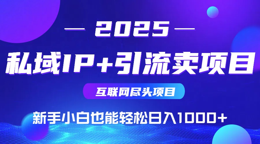 2025網(wǎng)創(chuàng)盡頭項目，私域IP+引流，新手小白也能在家日入1000+