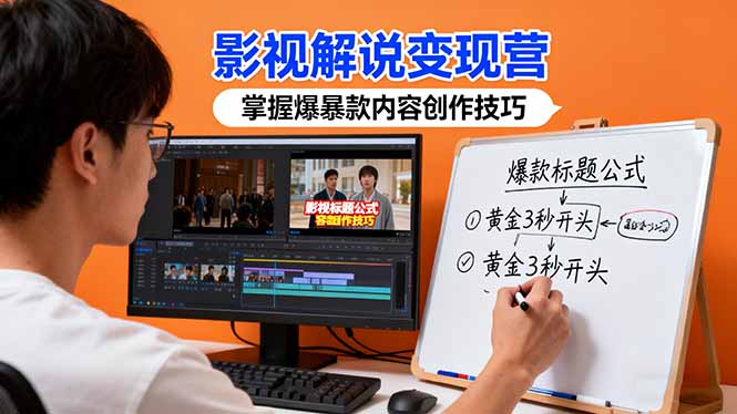 影視解說(shuō)變現(xiàn)營(yíng)：通過(guò)30+實(shí)戰(zhàn)案例爆款內(nèi)容創(chuàng)作技巧，掌握影視解說(shuō)盈利密碼