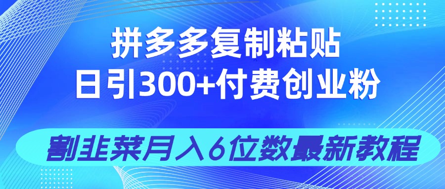 拼多多復制粘貼日引300+付費創業粉，割韭菜月入6位數最新教程！