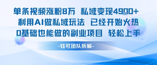 單條視頻私域變現4.9k+利用AI做私域玩法 已經開始火熱0基礎也能做的副業項目輕松上手