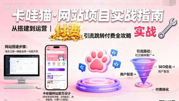 卡哇貓·網站項目，網站搭建與運營以及引流跳轉付費