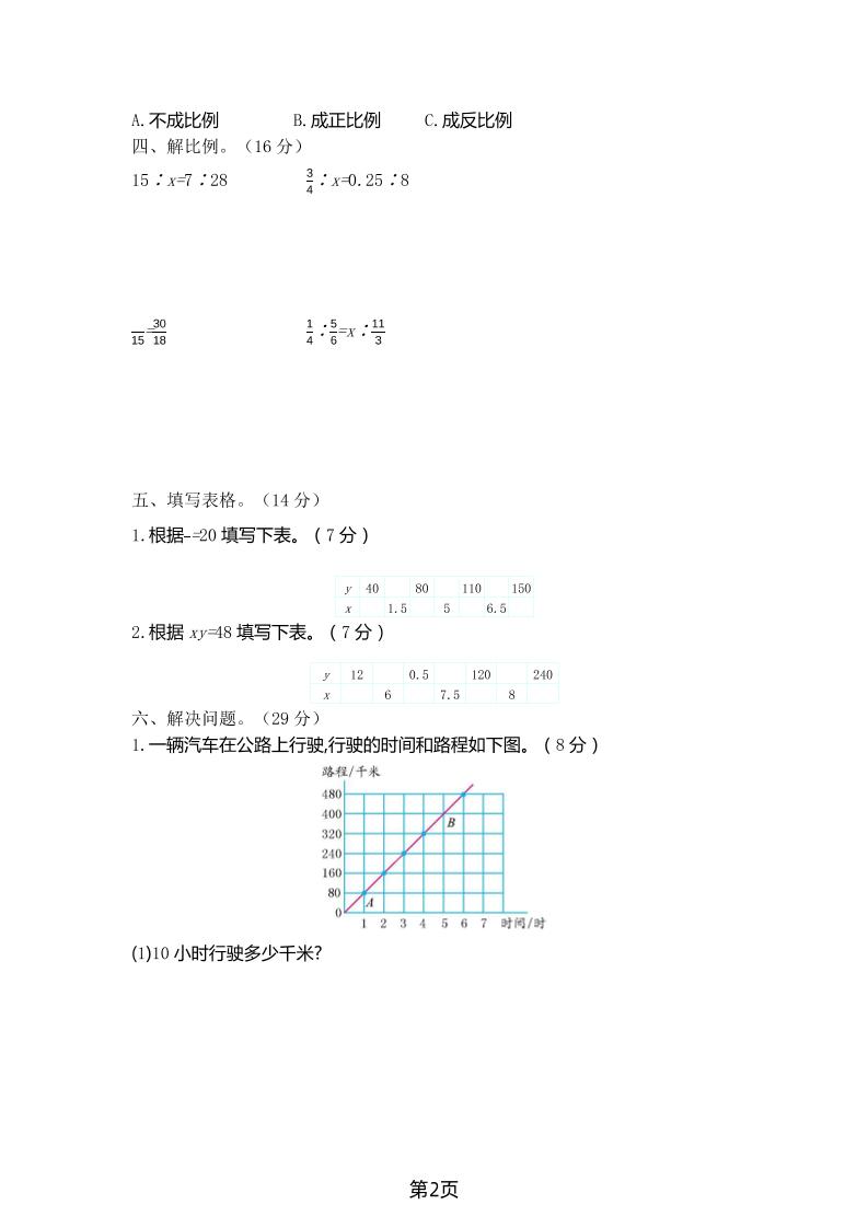 六年級下數學第四單元測試卷-1《北師版》