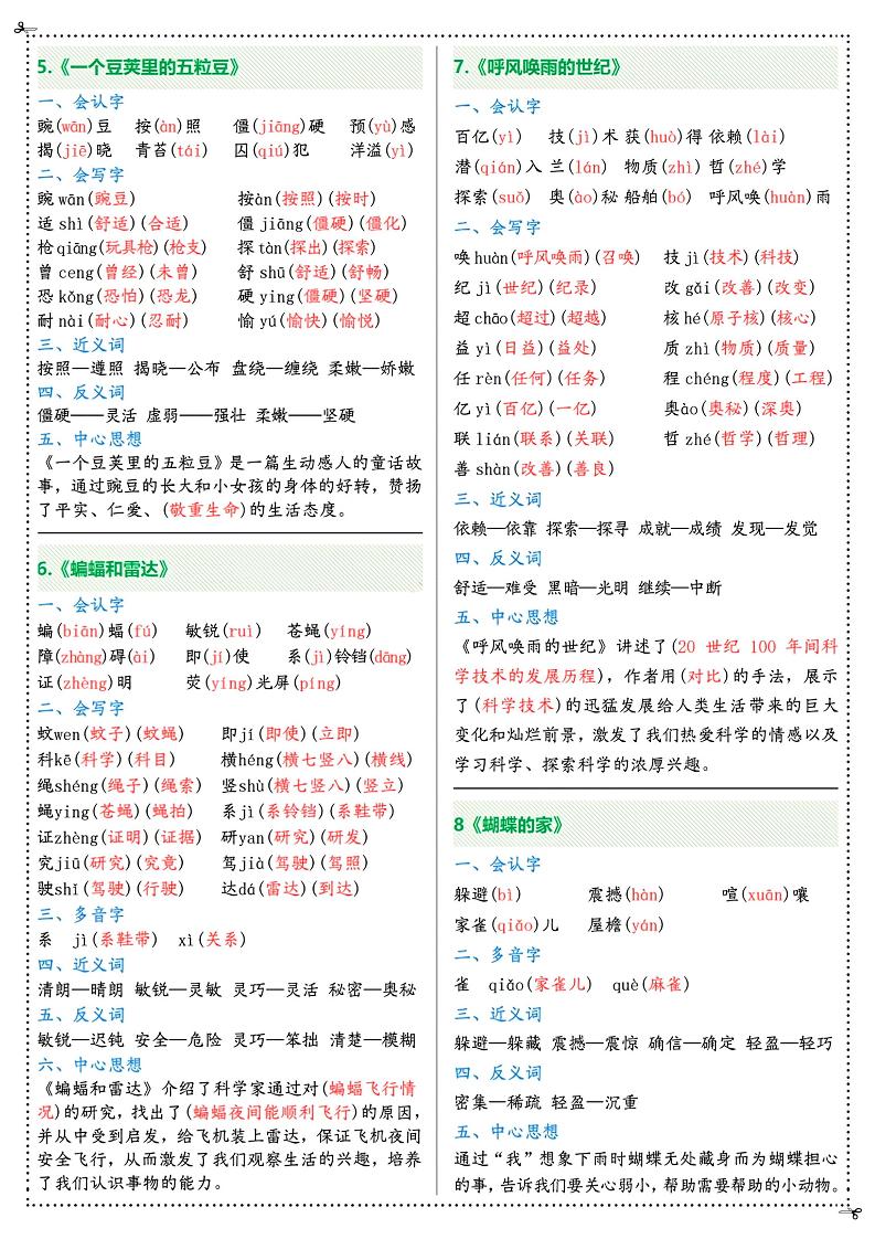 三升四年級上冊語文彩虹課課貼(7頁)-四上語文