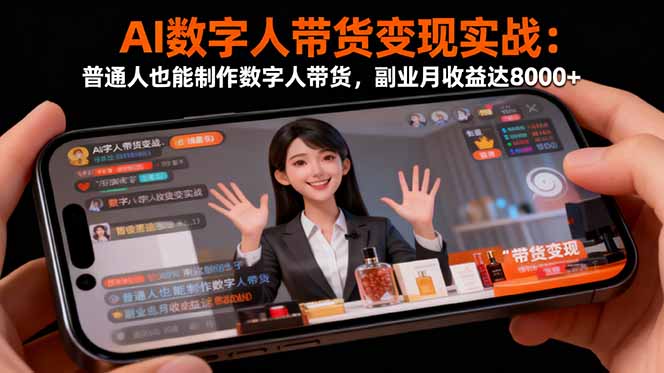 AI數(shù)字人帶貨變現(xiàn)實(shí)戰(zhàn)：普通人也能制作數(shù)字人帶貨，副業(yè)月收益達(dá)8000+