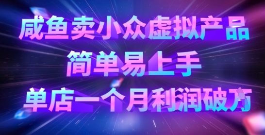 咸魚賣小眾虛擬產(chǎn)品，簡單易上手，單店一個月利潤破W