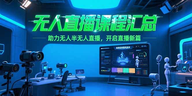 無人直播課程匯總,含非實(shí)時(shí)防風(fēng)技術(shù),助力無人半無人直播,開啟直播新篇