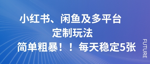 小紅書、閑魚及多平臺定制玩法簡單粗暴！每天穩定5張