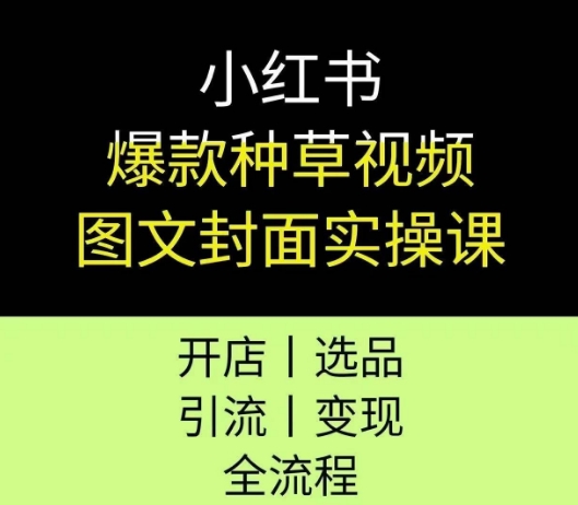 小紅書爆款種草視頻圖文封面實操課，開店、選品、引流、變現全流程