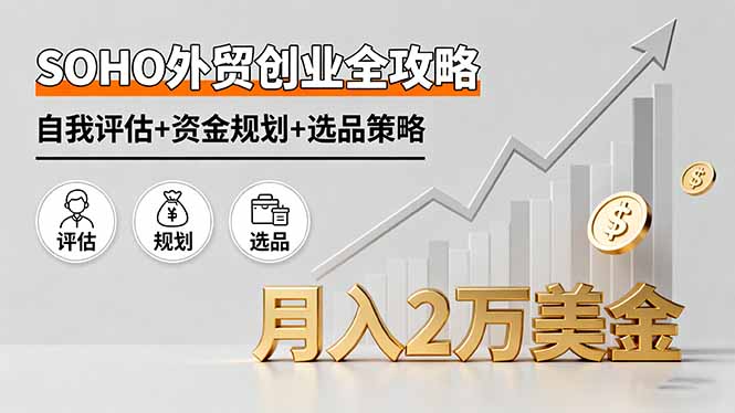 SOHO外貿創業全攻略，自我評估+資金規劃+選品策略，月入2萬美金