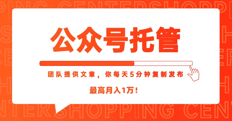 【公眾號托管 】我提供文章，你每天５分鐘復制發布，最高月入1W
