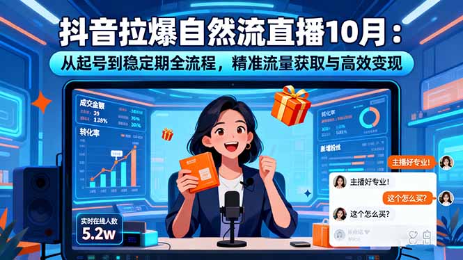 抖音拉爆自然流直播10月：從起號到穩定期全流程，精準流量獲取與高效變現