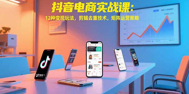 抖音電商實戰課：12種變現玩法，剪輯去重技術，矩陣運營策略