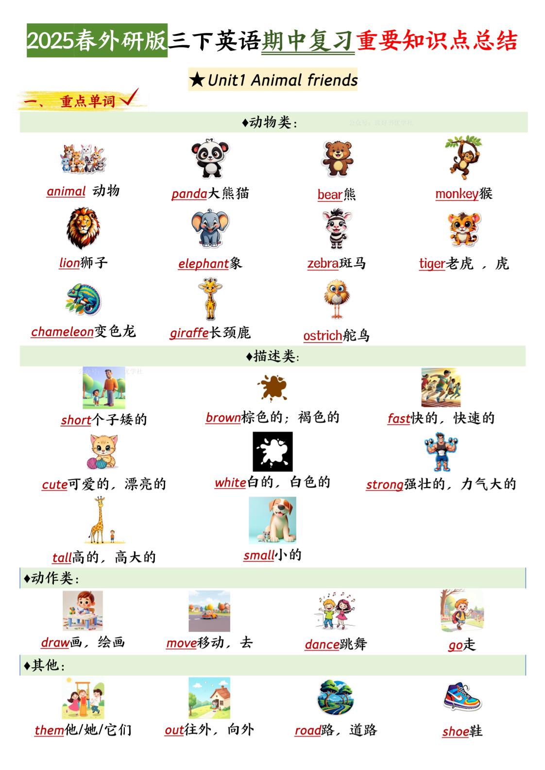 三下英語外研期中知識清單2