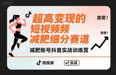 超高變現的短視頻減肥細分賽道，減肥賬號抖音實戰訓練營