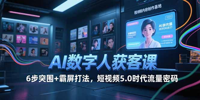 AI數字人獲客課，6步突圍+霸屏打法，短視頻5.0時代流量密碼