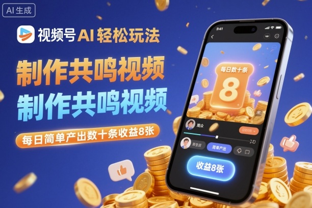 視頻號AI輕松玩法,制作共鳴視頻,每日簡單產出數十條收益8張