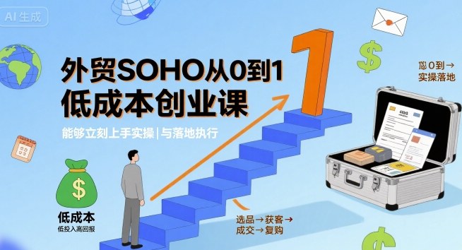 外貿SOHO從0到1低成本創業課,能夠立刻上手實操與落地執行