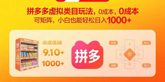 拼多多虛擬類目玩法，0成本，可矩陣，小白也能輕松日入1000+